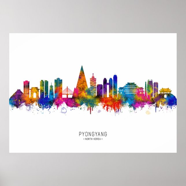 Poster Pyongyang North Korea Skyline (Frente)