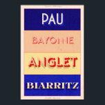 Poster Pyrénées-Atlantiques Nouvelle Aquitaine Art Deco P<br><div class="desc">Nouvelle Aquitaine poster, estilo design. Este design de arte chic Art Deco Poster do Sudoeste da França é um lugar famoso, perfeito para aqueles que querem mostrar o seu amor por esta região. De camisetas a homewares e acessórios, há algo para todos - então por que não se tratar hoje...</div>