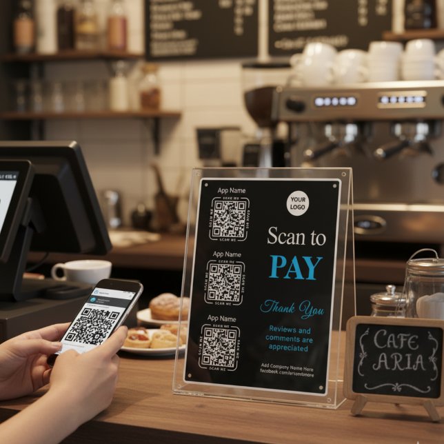 Póster QR Code Payment - Scan to Pay Business Logo (Criador carregado)