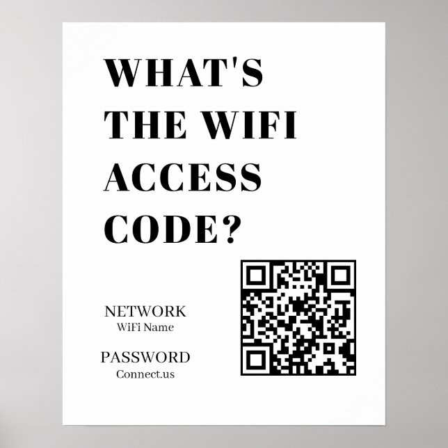 Poster QR personalizado WiFi | Qual é o Código WiFi Exibi (Frente)