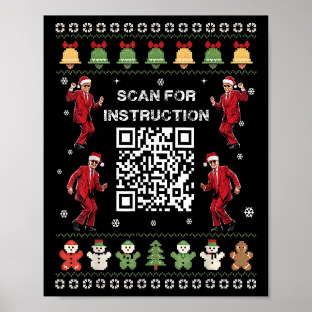 Poster Qr Trump Dance Code President Scan For Instruction (Frente)
