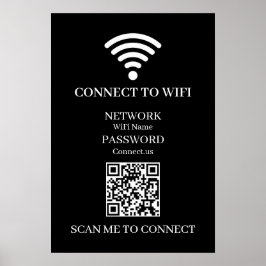 Poster QR WiFi Preto Personalizado | Exibir Senha da Rede