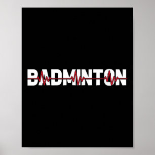 Poster Quadra de Badminton Raquete - Peteca Ekg Coração