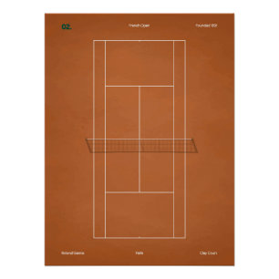 Póster Quadra de Tênis de Saibro do Aberto da França