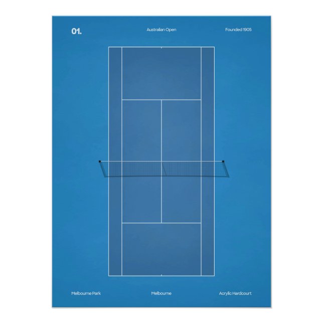 Póster Quadra de Tênis do Australian Open (Frente)