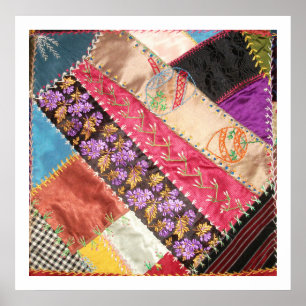 Póster Quadrado antigo da edredão louca do Victorian