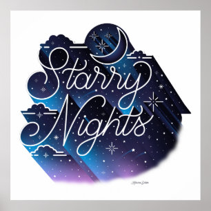 Poster quadrado das noites estrelados (24x24)