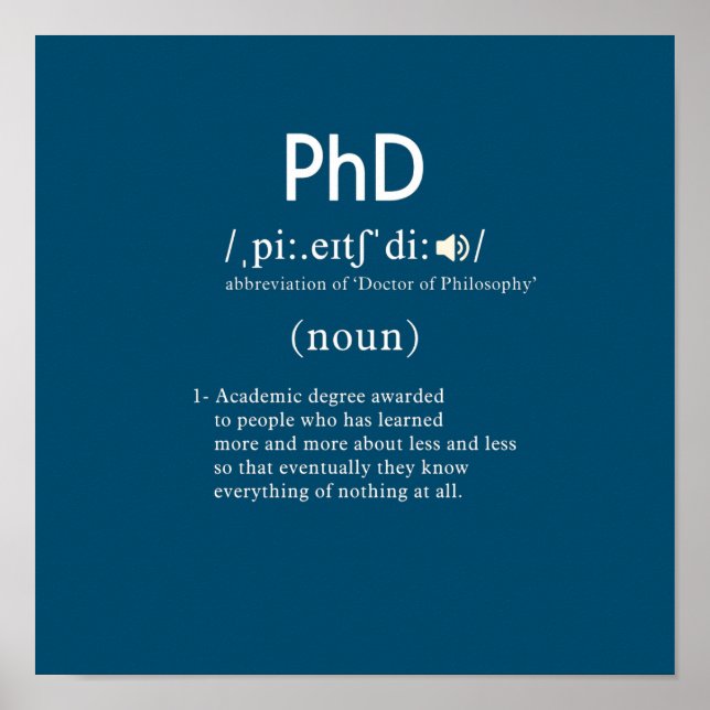 Poster quadrado de definição de phd engraçado (Frente)