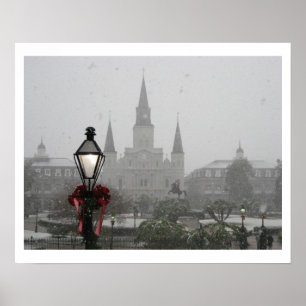 Poster Quadrado de Jackson, catedral de St Louis na neve