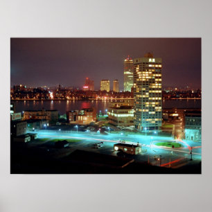 Póster Quadrado de Kendall e Boston Skyline, 1967
