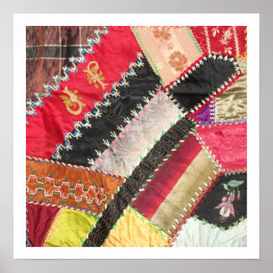 Póster Quadrado de Quilt, antigo, vitoriano
