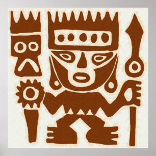 Póster Quadrado de tiragem antigo do guerreiro de Peru