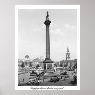 Póster Quadrado de Trafalgar Londres, Inglaterra 1900's