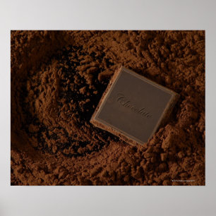 Póster Quadrado do chocolate no pó do chocolate