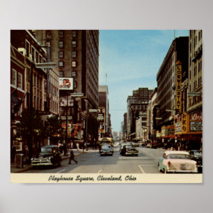Póster Quadrado do teatro, vintage de Cleveland, Ohio