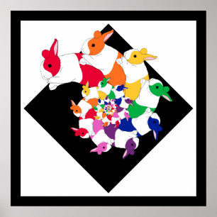 Poster quadrado dos coelhos do Fractal