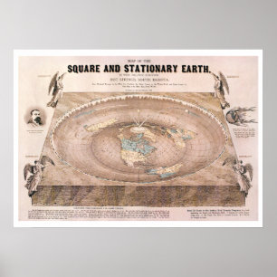 Poster "Quadrado e" mapa liso estacionário da terra