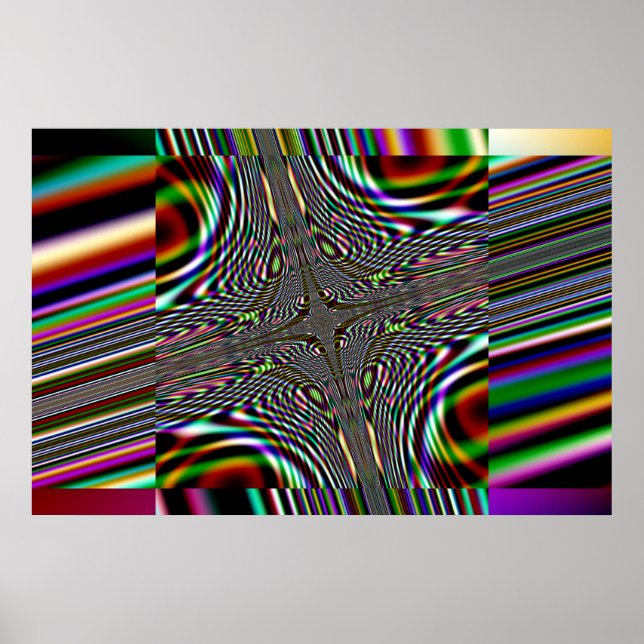 Póster quadrado fractal trippy (Frente)