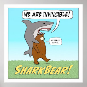 Poster quadrado invencível engraçado do tubarão