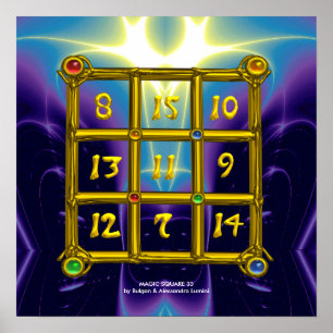 Póster QUADRADO MÁGICO 33 ,Roxo Azul