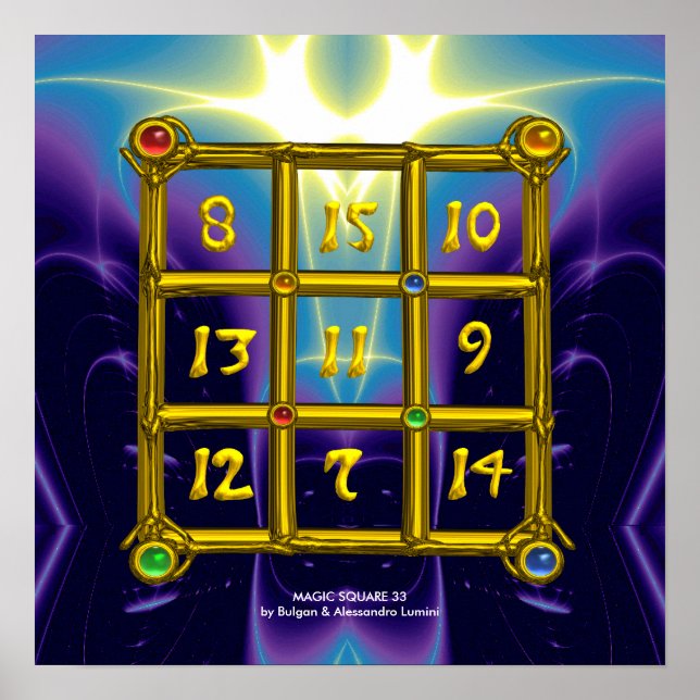 Póster QUADRADO MÁGICO 33 ,Roxo Azul (Frente)