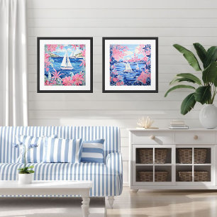 Poster Quadrado Tropical Rosa-Cana-de-vela