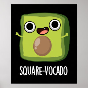 Poster Quadrado-vocado Funny Cube Abacate Piada Fundo Esc