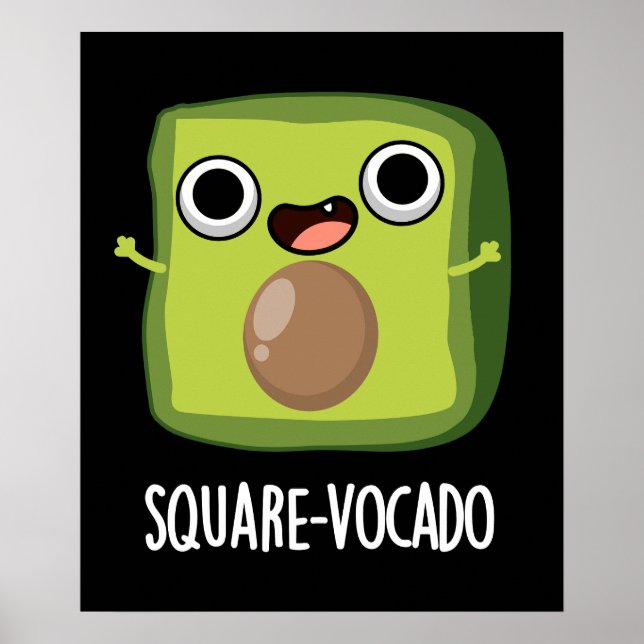 Poster Quadrado-vocado Funny Cube Abacate Piada Fundo Esc (Frente)