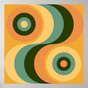 Póster Quadrados coloridos ondulados abstratos do