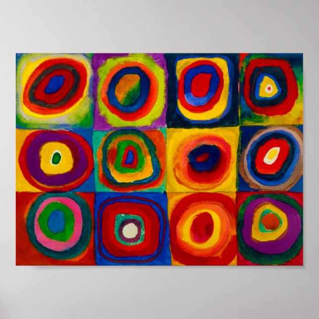 Poster Quadrados com Círculos, Abstrato, Wassily Kandinsk (Frente)