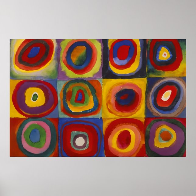 Poster Quadrados Com Círculos Concêntricos (Frente)