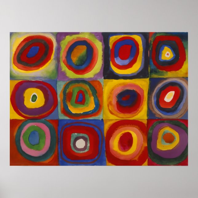 Poster Quadrados Com Círculos Concêntricos (Frente)