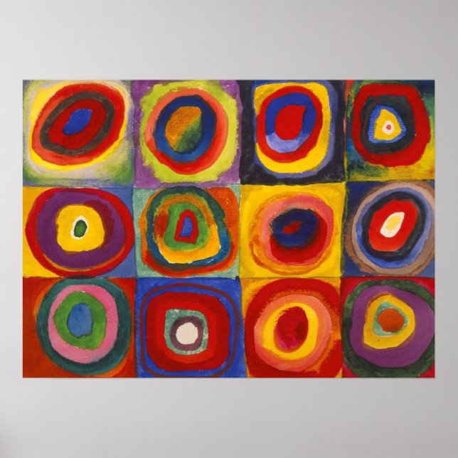 Poster Quadrados com círculos concêntricos, Kandinsky (Frente)