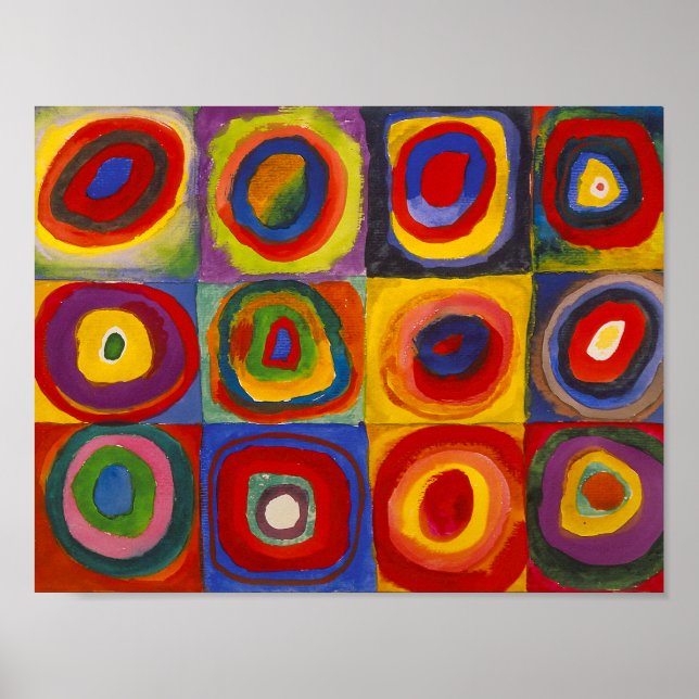 Poster Quadrados com Círculos Concêntricos | Kandinsky | (Frente)