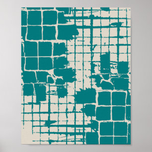 Poster Quadrados de Turquesa Desgastados com Textura Dani