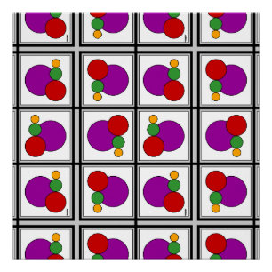 Póster Quadrados e Círculos Abstrato