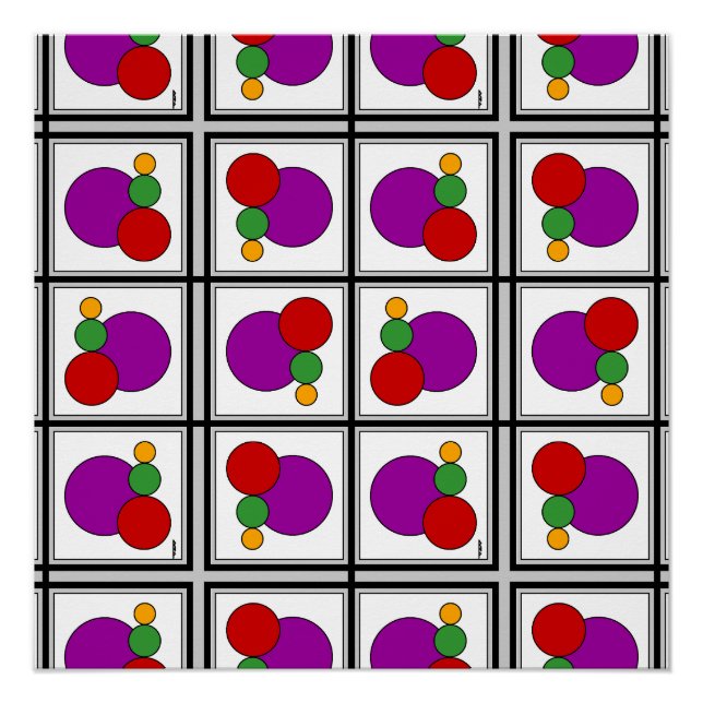 Póster Quadrados e Círculos Abstrato (Frente)