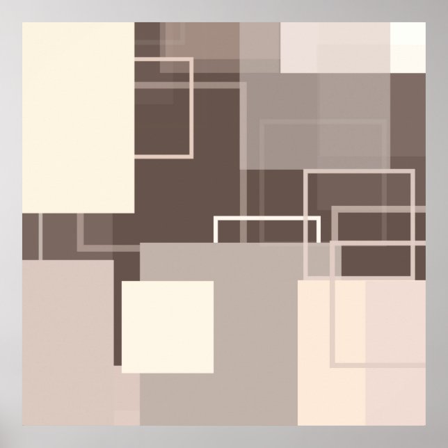 Poster Quadrados Geométricos - Chocolate e Creme (Frente)