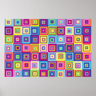 Póster Quadrados Geométricos Coloridos