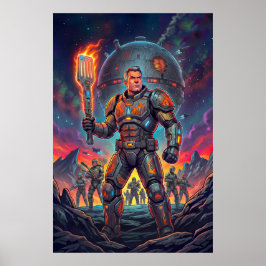 Poster Quadrinho de Ficção Científica Divertido Mestre da