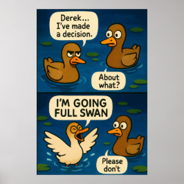 Poster Quadrinho do Pato Engraçado - Meme Indo de Pato a 