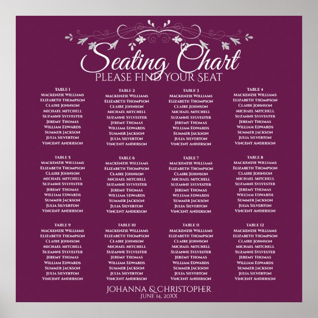 Poster Quadro 12 Mesa De Casamento De Casamento (Frente)