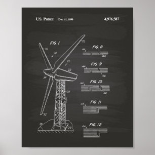 Póster Quadro 1990 da arte da patente do rotor de turbina