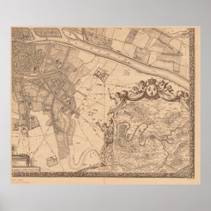 Poster Quadro 4 do mapa Sepia de Rochefort Paris