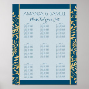 Poster Quadro Azul e Dourado Moderno 