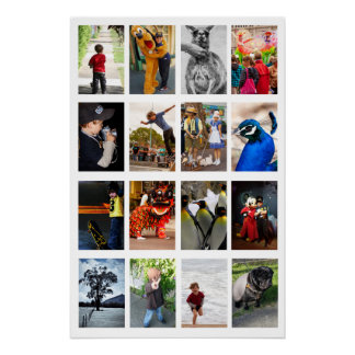 Póster Quadro Branco 16 Imagens Fotográficas Faça Modelo
