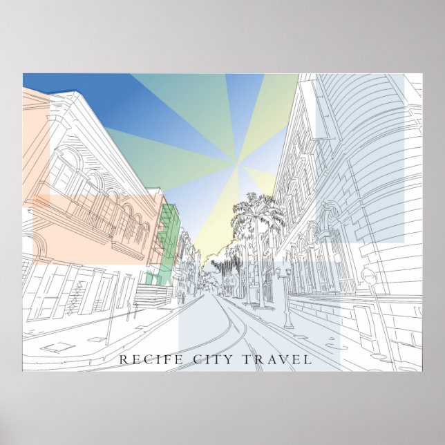 Poster Quadro cidades, ilustração a mão (Frente)