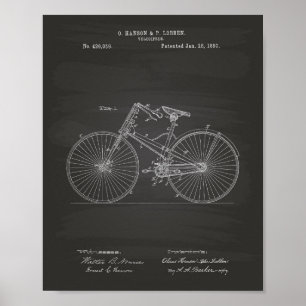 Póster Quadro da arte da patente da bicicleta 1890 do