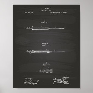 Póster Quadro da arte da patente da caneta de fonte 1893