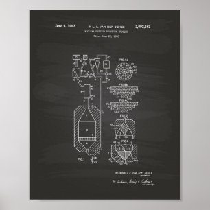 Póster Quadro da arte da patente da fissão nuclear 1956